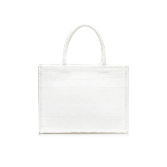 Pre Loved Dior Book Tote Bag White Canvas Tote Bag Designer Tote Bag Large Tote - Picture 1 of 8